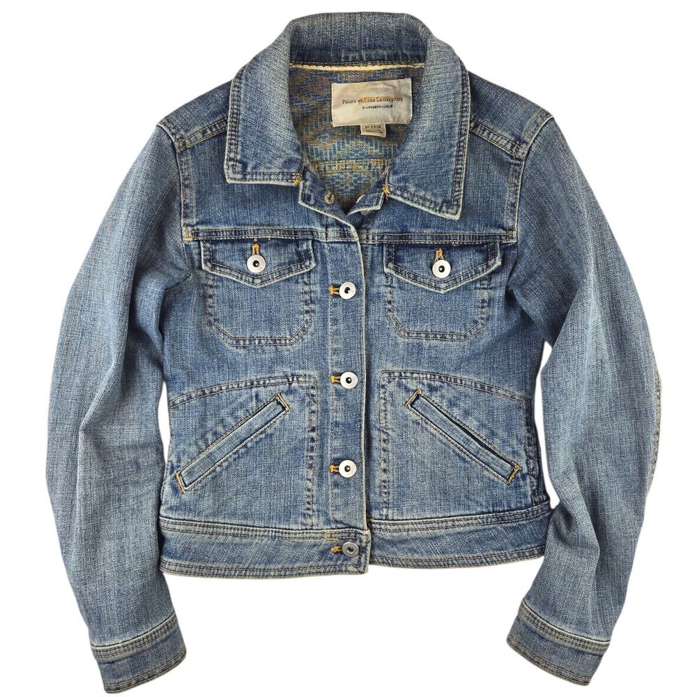 Pilcro and the Letterpress | Blue Jean Trucker Jacket w/Aztec Print | XXSP (00P)
